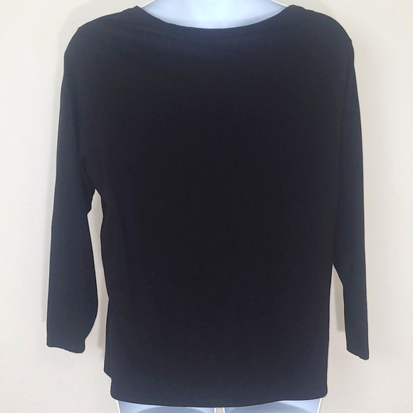 T shirt long sleeve v neck black 3X - Picture 3 of 4